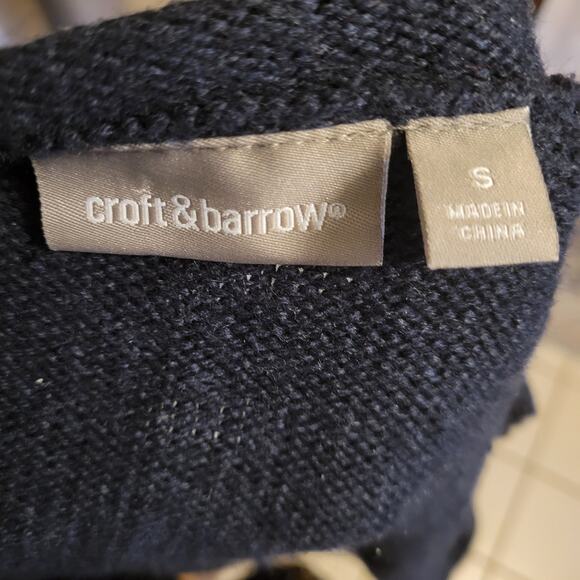 Croft and Barrow Small Blue Embroidered Floral Silk Blend Sweater - Picture 5 of 6